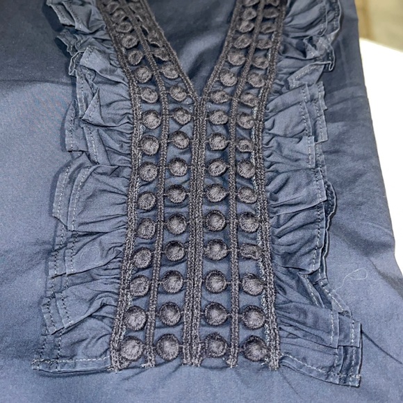 TALBOTS - navy – blue cotton tunic with decorative trim. Imported. 1XWP - Picture 3 of 6